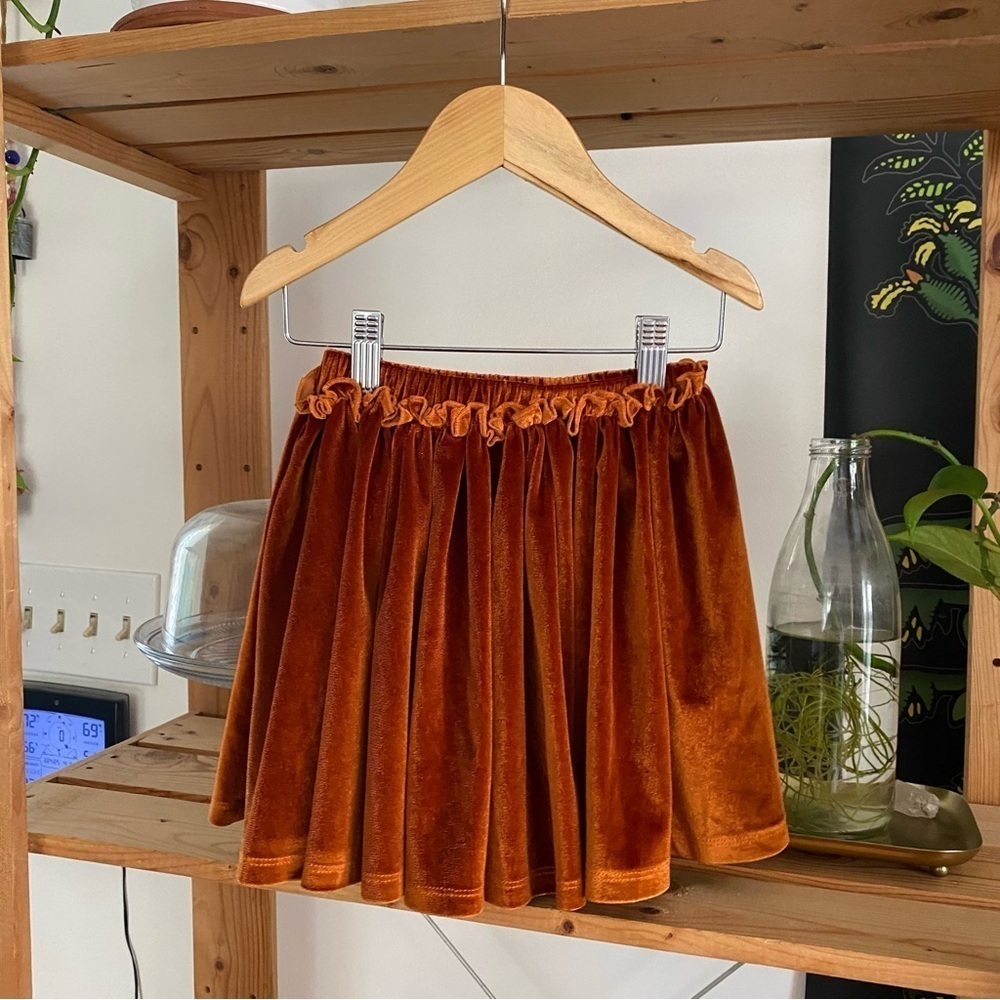 Pink Chicken Gianna Skirt Burnt Orange Velour - Picture 4 of 11